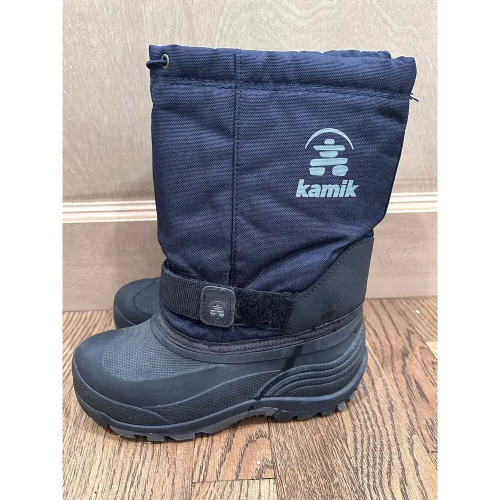 Kamik Boys Navy Rocket Waterproof Insulated Winter Snow Boots Size 3
